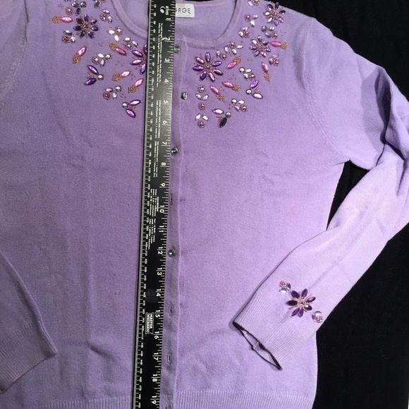 GEORGE Jeweled/Beaded SPRING SUMMER Cardigan, LAVENDER, Women’s Size M - Picture 6 of 10